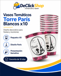 Set de 10 Vasos Temáticos París con Diseño de Torre Eiffel