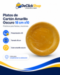 Set de 10 Platos de Cartón Amarillo Oscuro de 18 cm