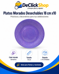 Platos Morados para Fiesta de 18 cm – Paquete x10