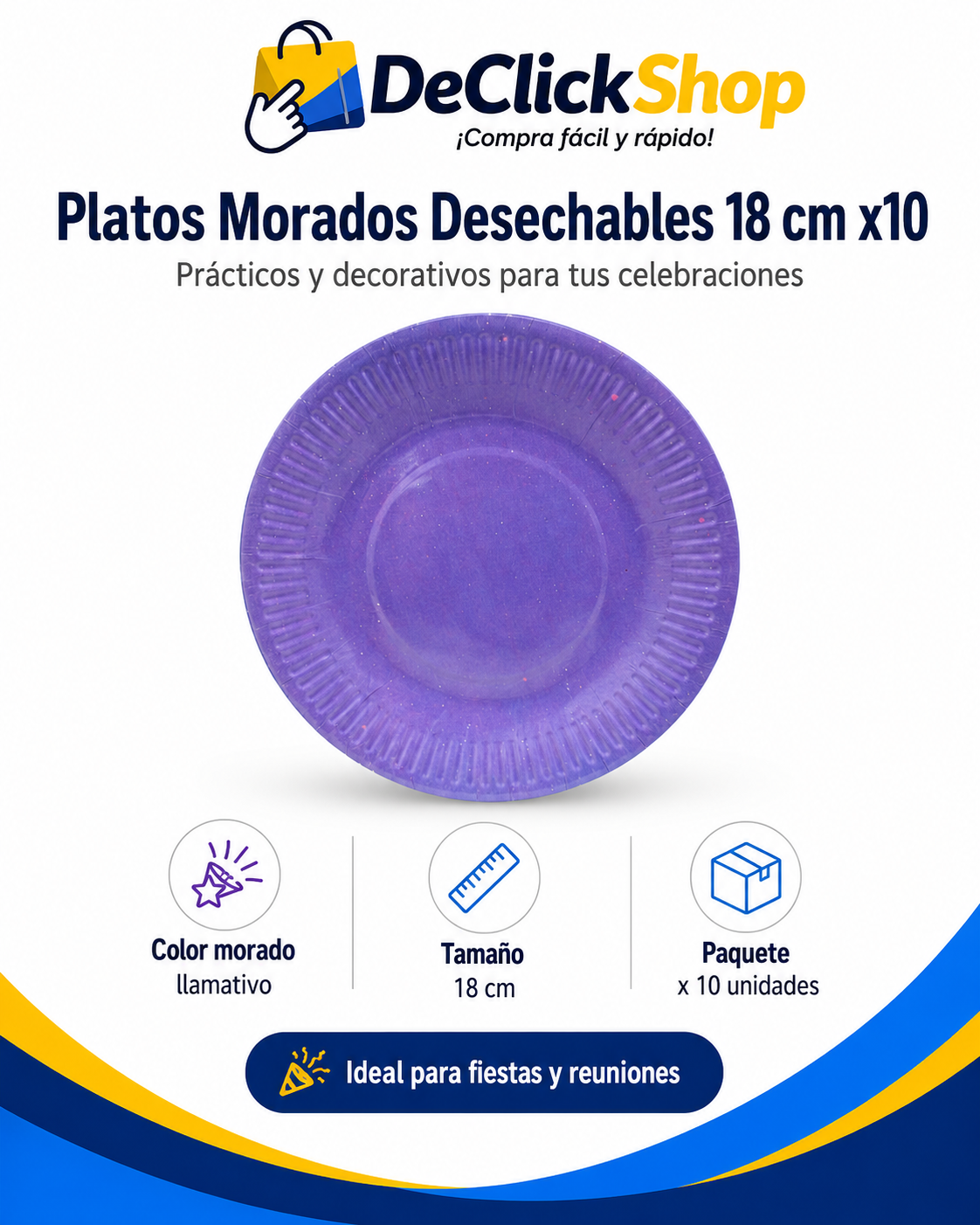 Platos Morados para Fiesta de 18 cm – Paquete x10
