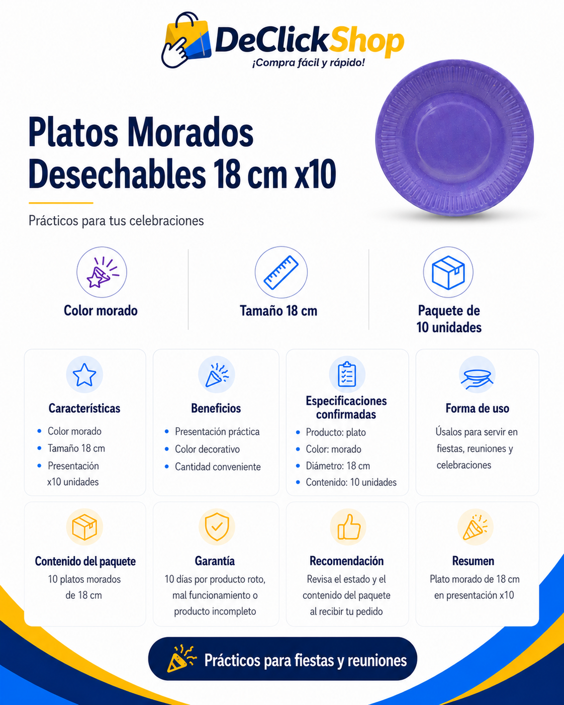 Platos Morados para Fiesta de 18 cm – Paquete x10