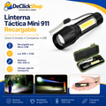 Linterna LED Mini 911 Recargable con Zoom y Luz Lateral COB