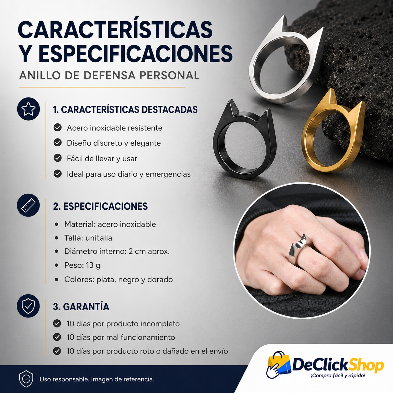Anillo de Defensa Personal en Acero Inoxidable – Diseño Discreto y Resistente