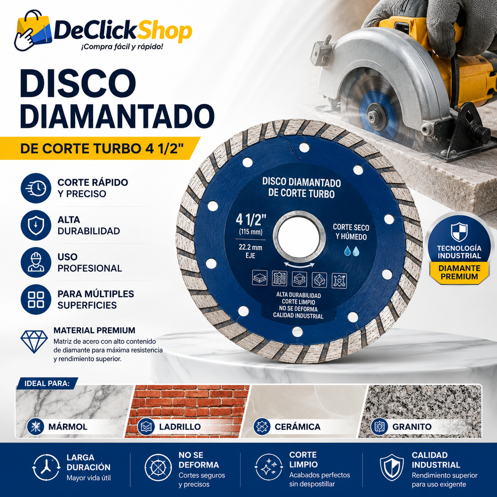 Disco Diamantado Turbo 4 1/2” para Corte Profesional