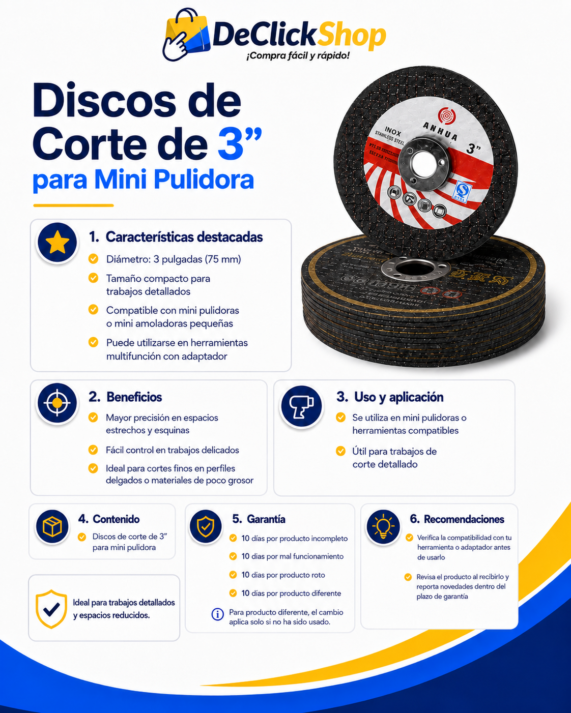 Discos de Corte de 3 Pulgadas para Mini Pulidora
