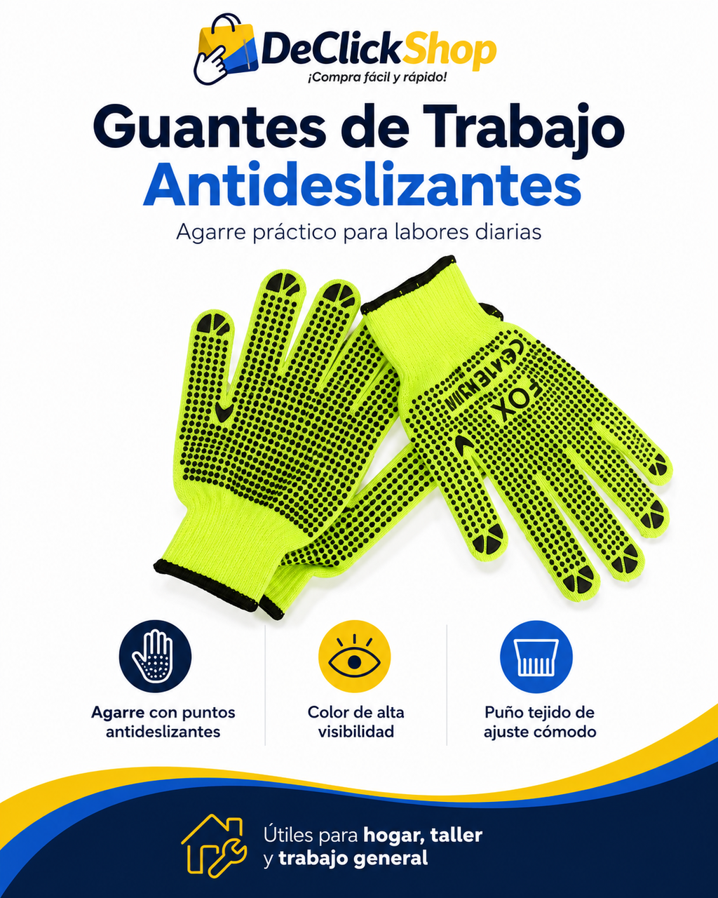 Guantes de Trabajo Antideslizantes de Alta Visibilidad