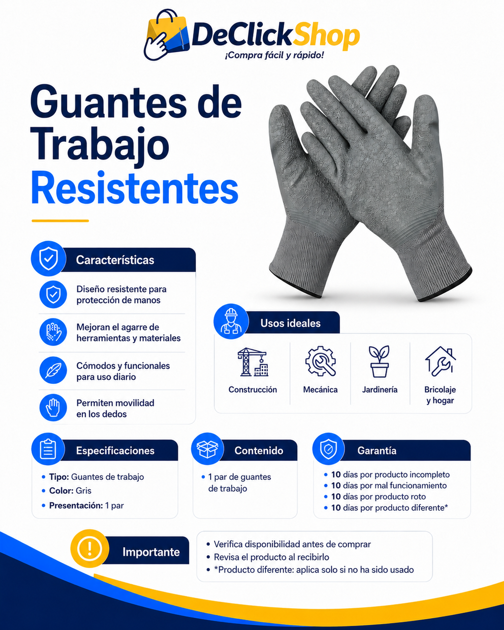 Guantes de Trabajo Resistentes con Agarre