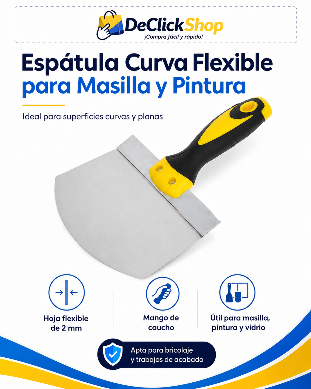 Espátula Curva Flexible para Masilla y Pintura – 17 cm