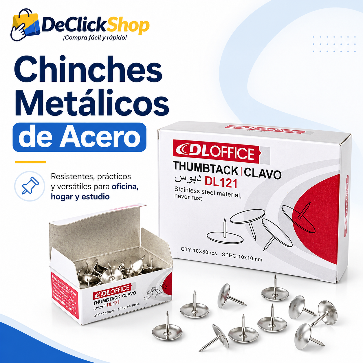 Chinches Metálicos de Acero para Oficina, Hogar y Estudio