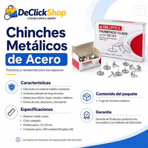 Chinches Metálicos de Acero para Oficina, Hogar y Estudio