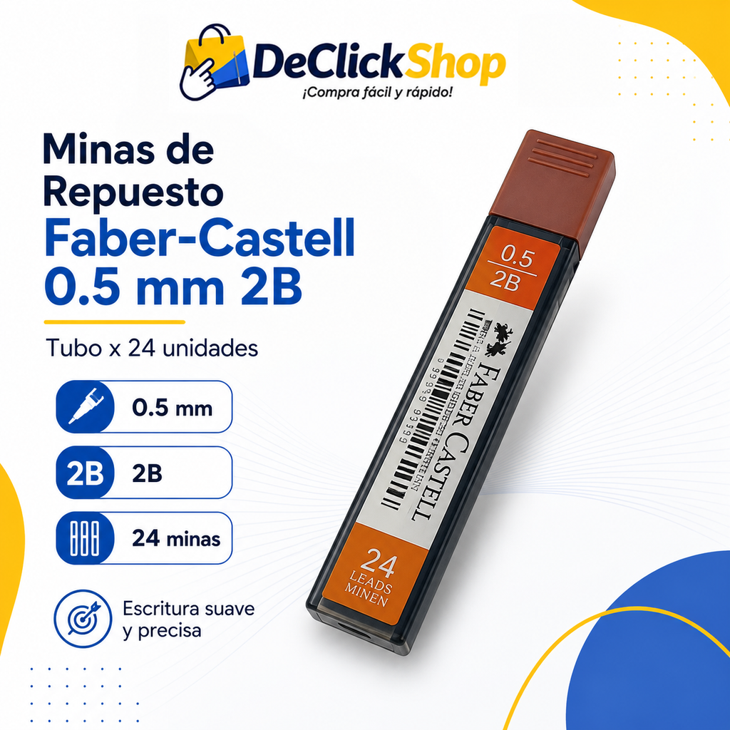 Minas de Repuesto Faber-Castell 0.5 mm 2B x 24 Unidades