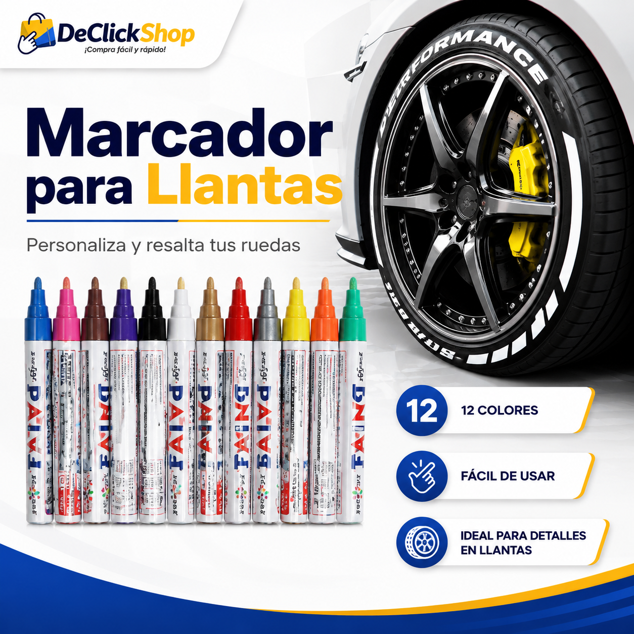 Marcador para Llantas x12 Colores – Personaliza y Resalta tus Ruedas