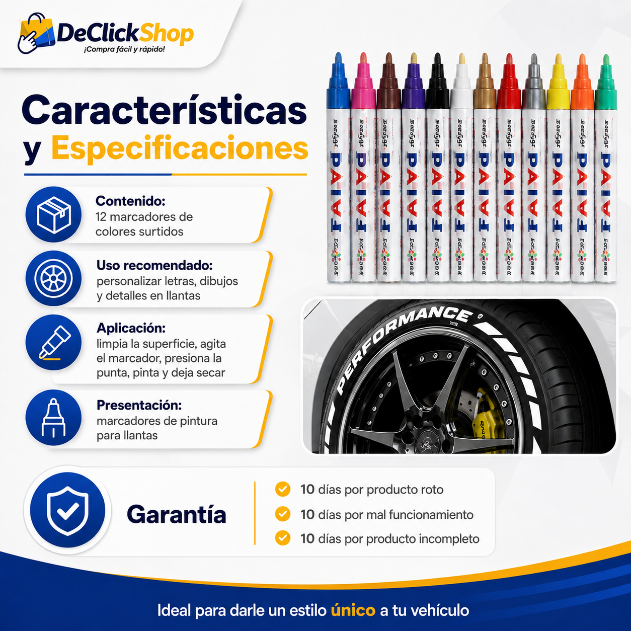 Marcador para Llantas x12 Colores – Personaliza y Resalta tus Ruedas