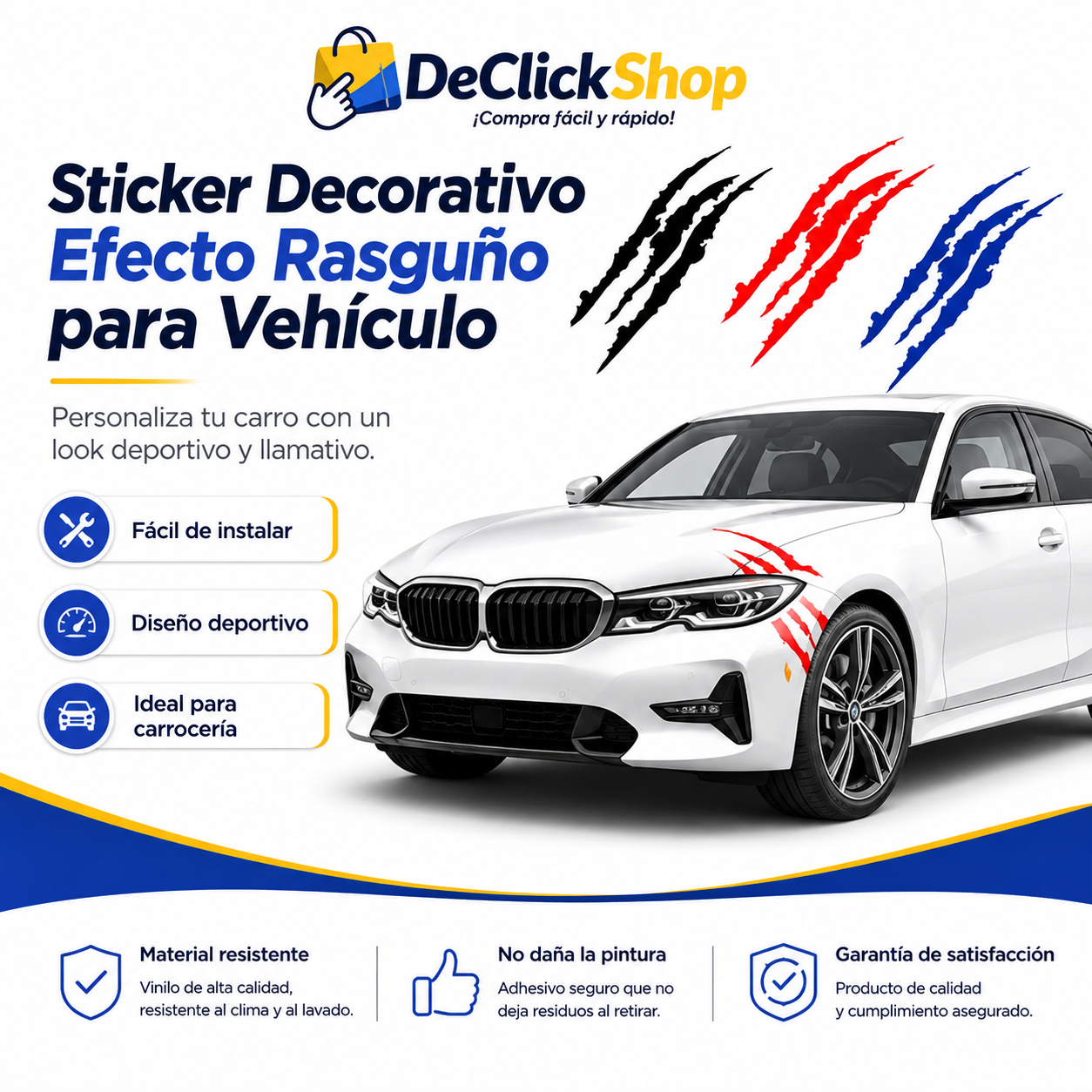 Sticker Decorativo Efecto Rasguño para Vehículo – Vinilo Adhesivo Deportivo