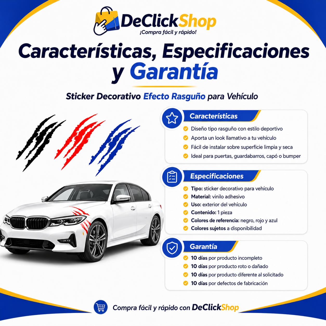 Sticker Decorativo Efecto Rasguño para Vehículo – Vinilo Adhesivo Deportivo