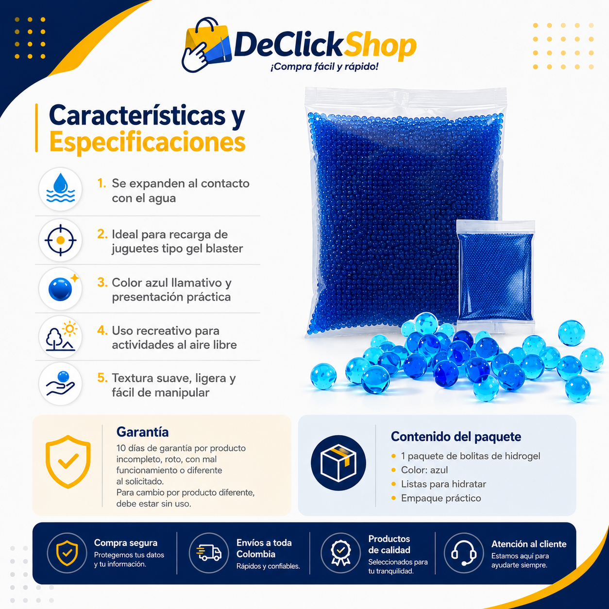 Bolitas de Hidrogel Azul para Recarga – Tipo Orbeez