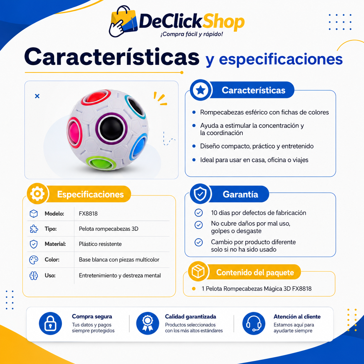 Pelota Rompecabezas Mágica 3D FX8818 – Juego de Destreza, Concentración y Agilidad Mental