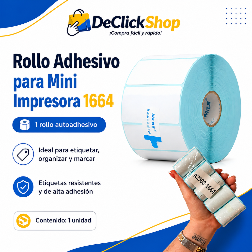 Rollo Adhesivo para Mini Impresora 1664 – Etiquetas Autoadhesivas para Organizar y Marcar
