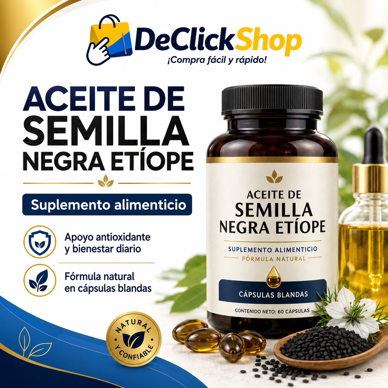 Aceite de Semilla Negra Etíope en Cápsulas Blandas – Suplemento Alimenticio Natural