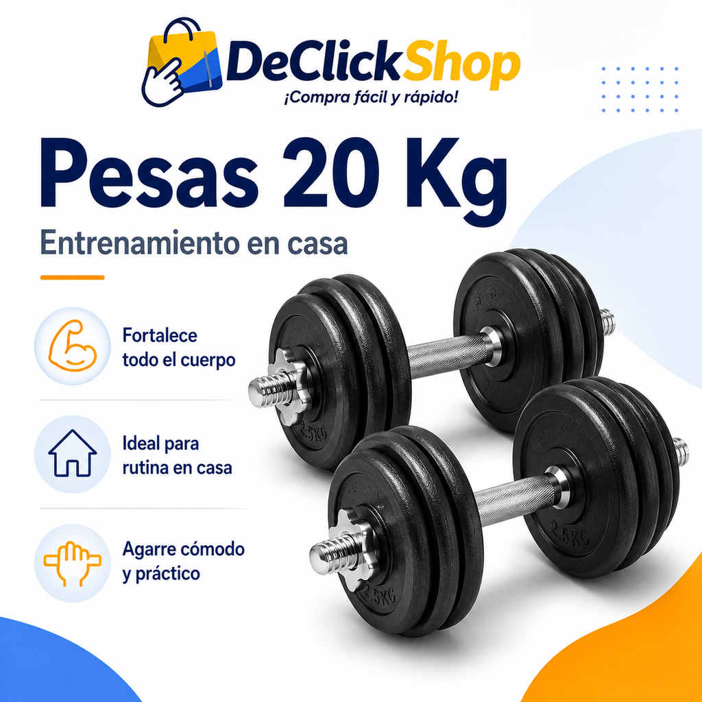 Set de Pesas Ajustables 20 Kg para Entrenamiento en Casa