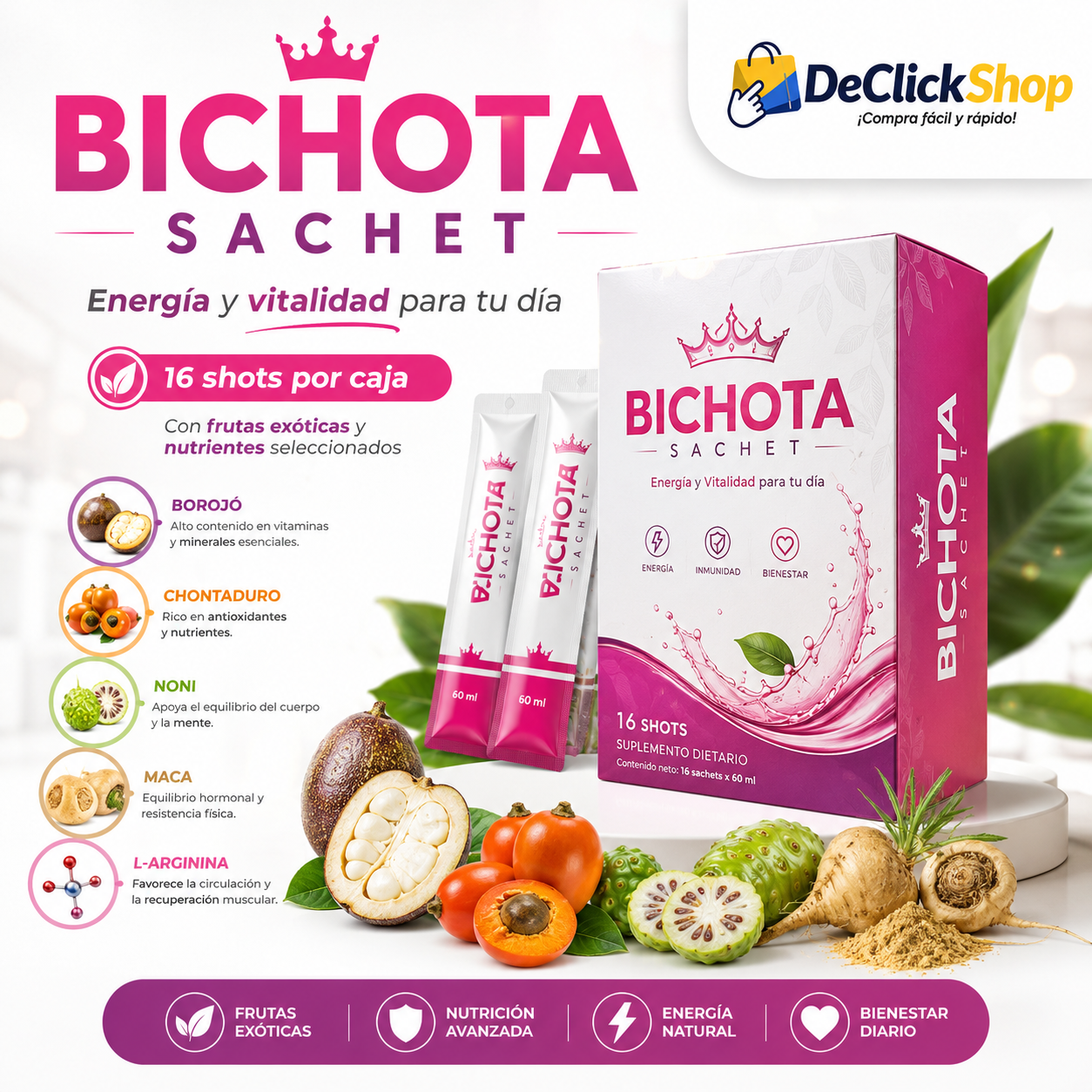 Bichota Sachet Energía y Vitalidad – Caja x 16 Shots