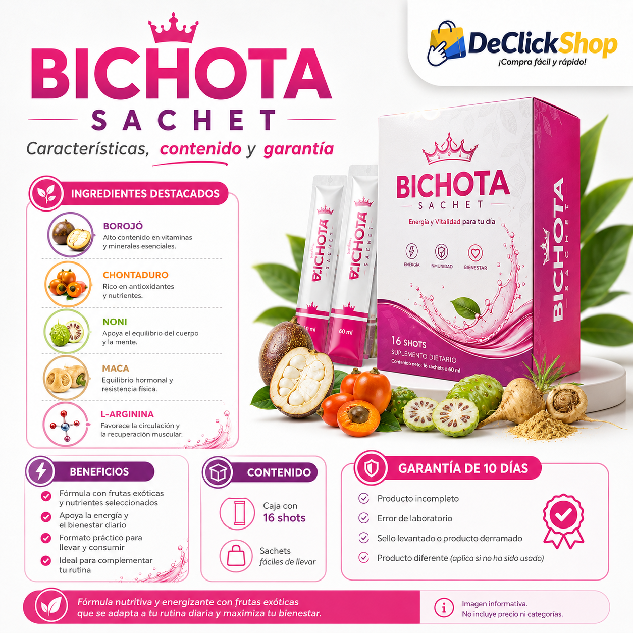 Bichota Sachet Energía y Vitalidad – Caja x 16 Shots