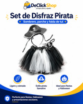 Set de Disfraz Pirata con Falda de Tul, Sombrero y Parche