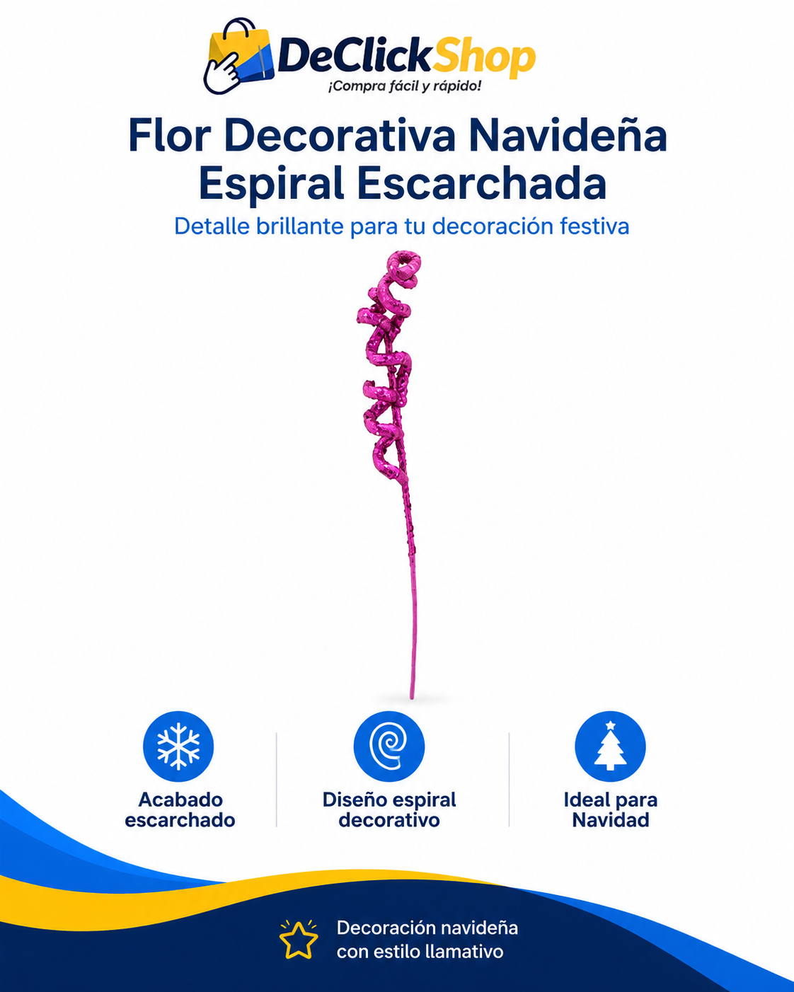 Flor Decorativa Navideña Espiral Escarchada