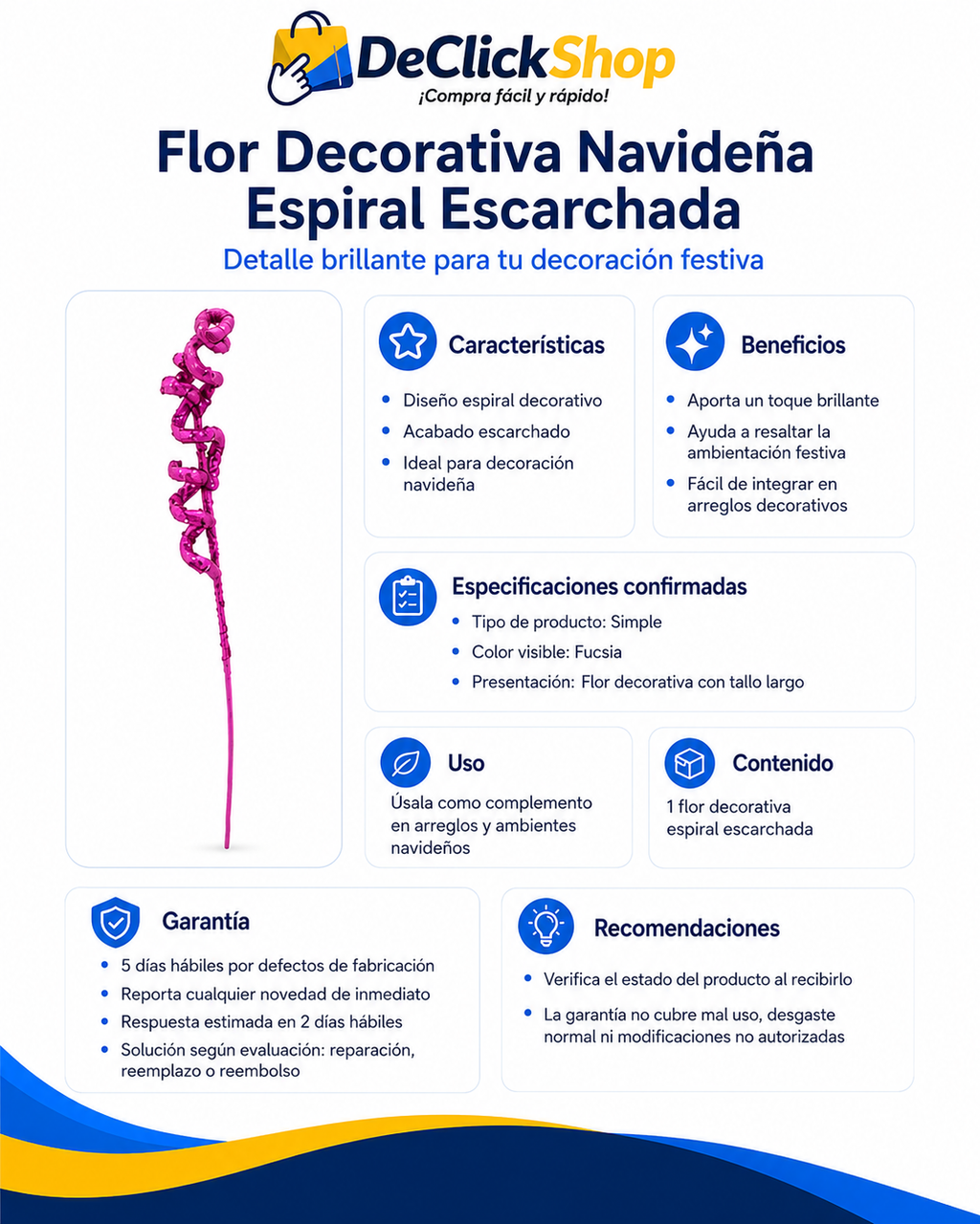 Flor Decorativa Navideña Espiral Escarchada