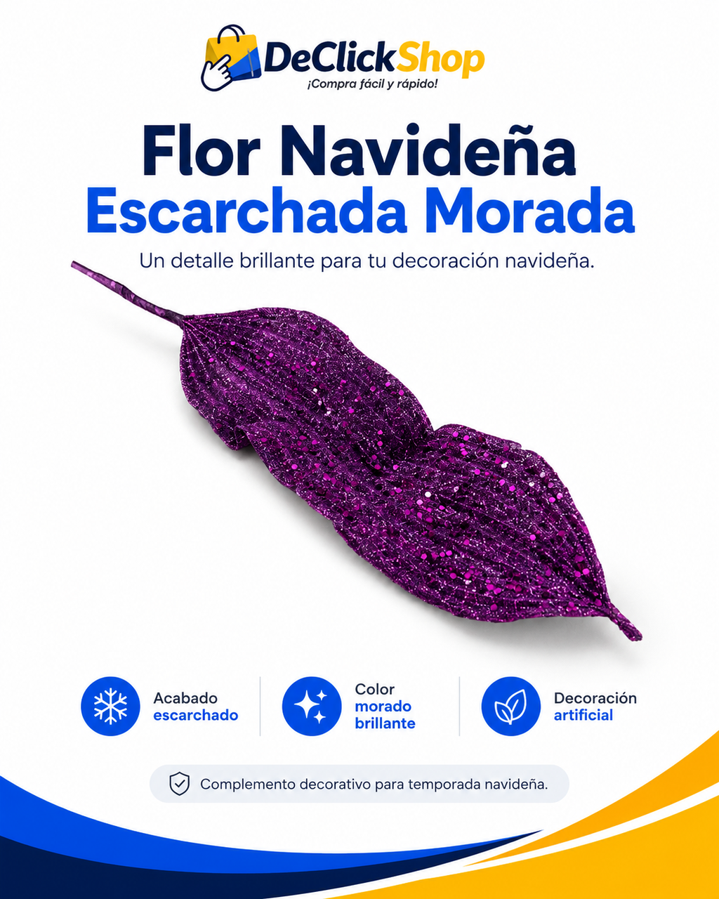 Flor Navideña Escarchada Morada