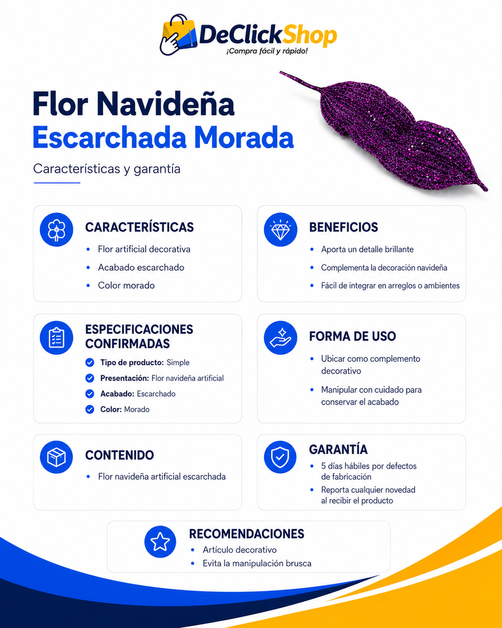 Flor Navideña Escarchada Morada