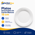 Platos Desechables Blancos de Cartón 18 cm