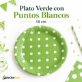 Plato Desechable Verde con Puntos Blancos 18 cm para Fiestas y Celebraciones