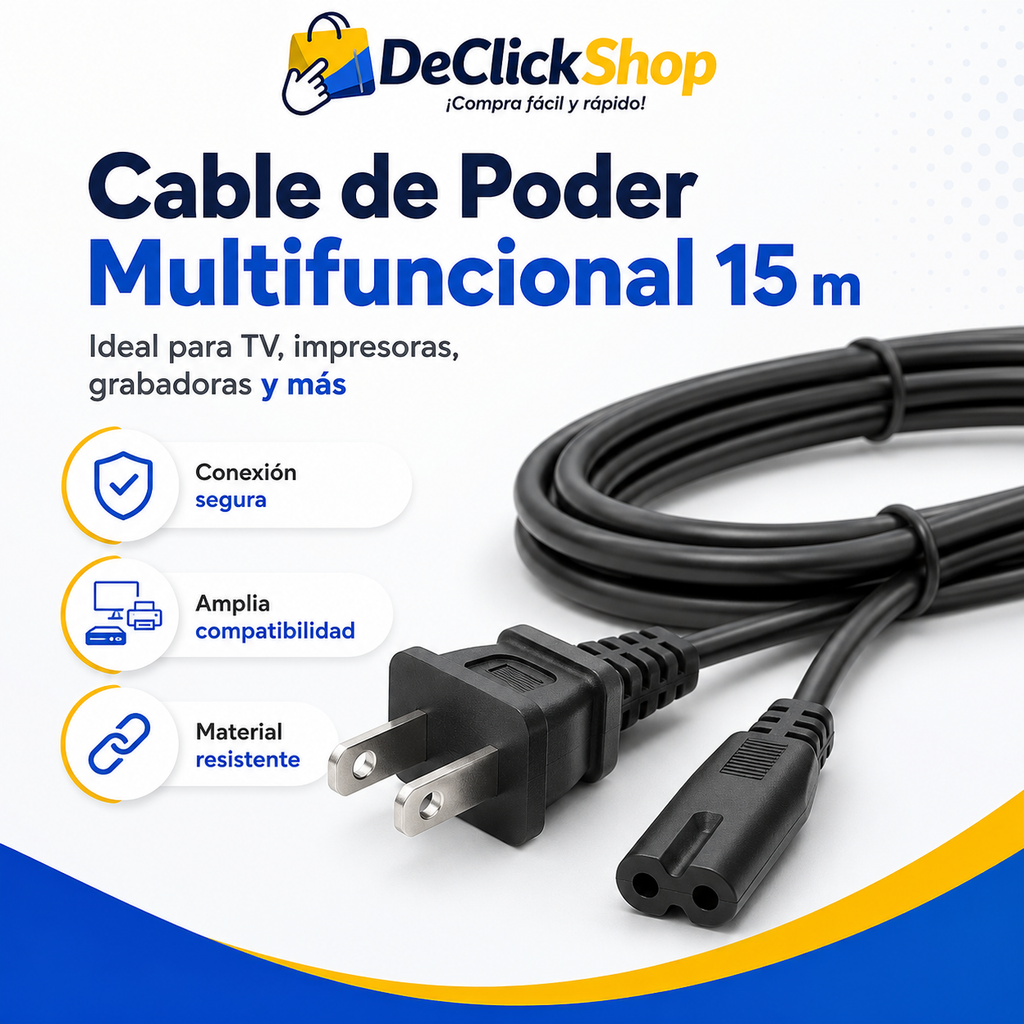 Cable de Poder Multifuncional 15 Metros Tipo Figura 8 C7