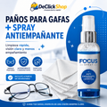 Kit Limpiador para Gafas con Spray Antiempañante + 4 Paños de Microfibra