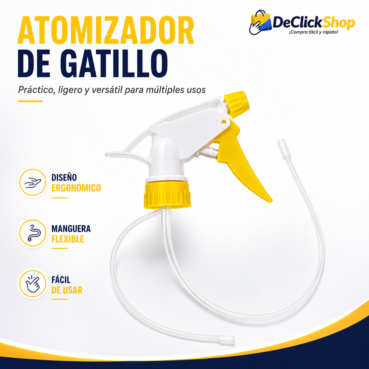 Atomizador de Gatillo con Manguera Flexible para Limpieza y Uso en Hogar