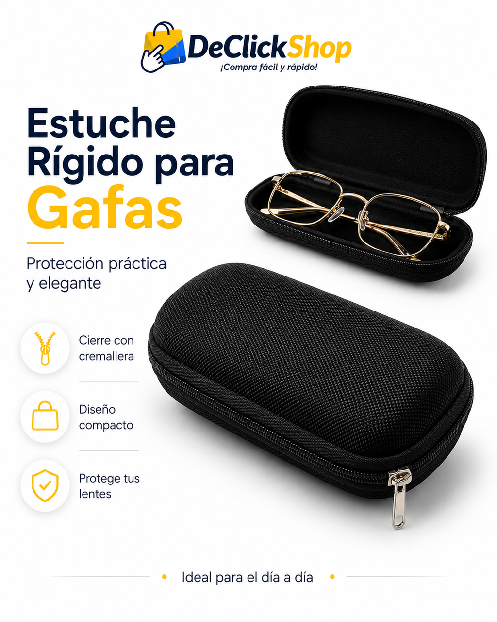 Estuche Rígido Portátil para Gafas con Cremallera