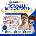 Tatuajes Temporales Faciales Catrina para Halloween y Día de Muertos