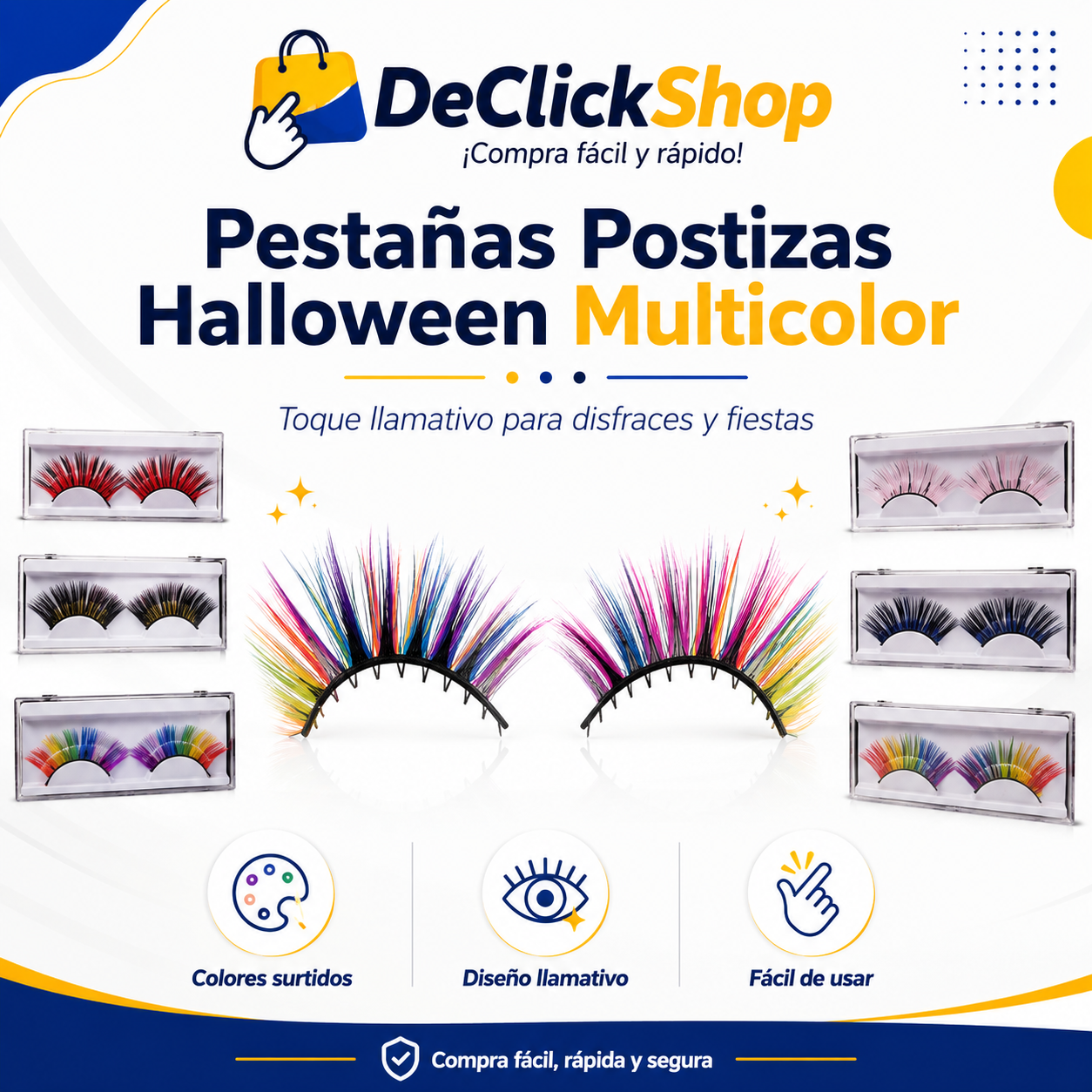 Pestañas Postizas Halloween Multicolor para Disfraces y Fiestas