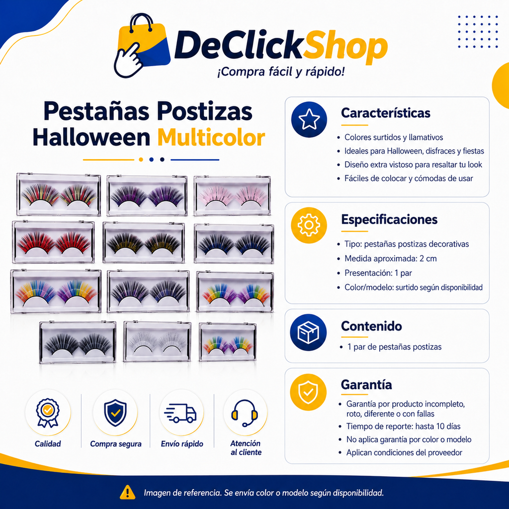 Pestañas Postizas Halloween Multicolor para Disfraces y Fiestas