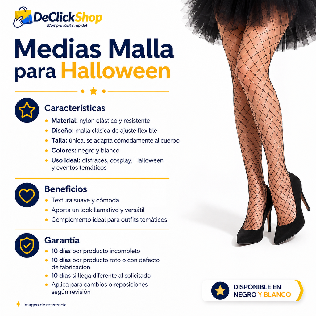 Medias Malla para Disfraces y Halloween | Negro o Blanco