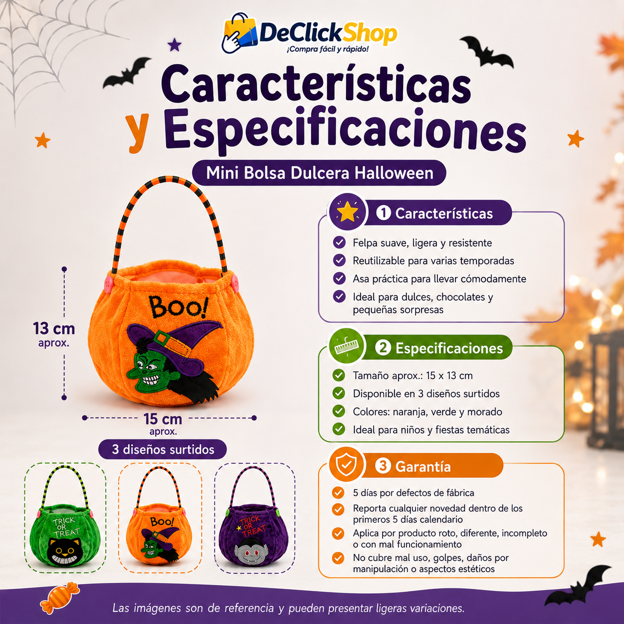 Mini Bolsa Dulcera Halloween en Felpa – Cesta Infantil para Dulces y Sorpresas