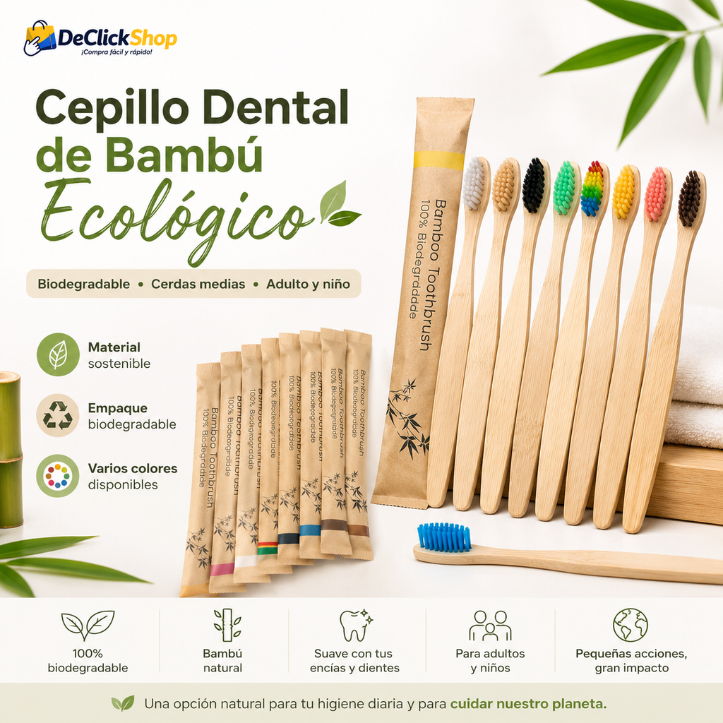Cepillo Dental de Bambú Ecológico Biodegradable – Cerdas Medias