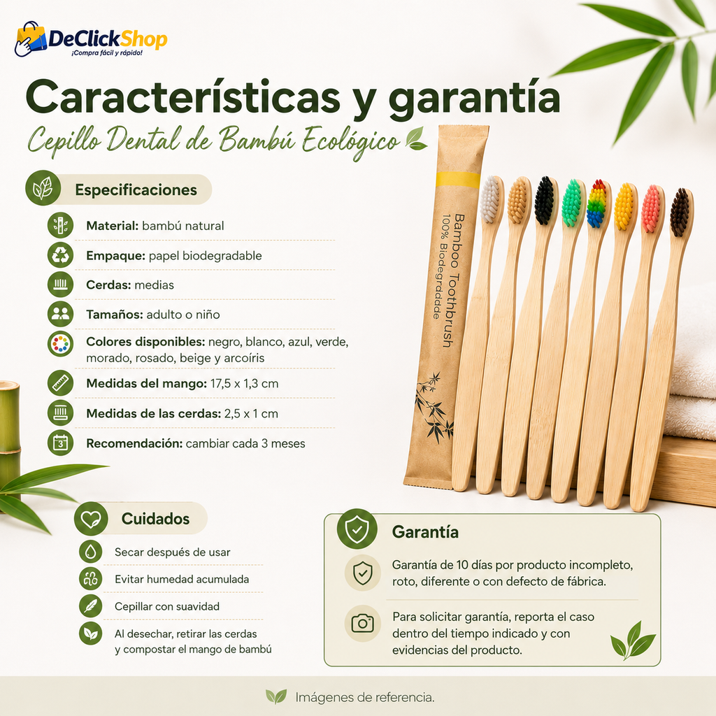 Cepillo Dental de Bambú Ecológico Biodegradable – Cerdas Medias