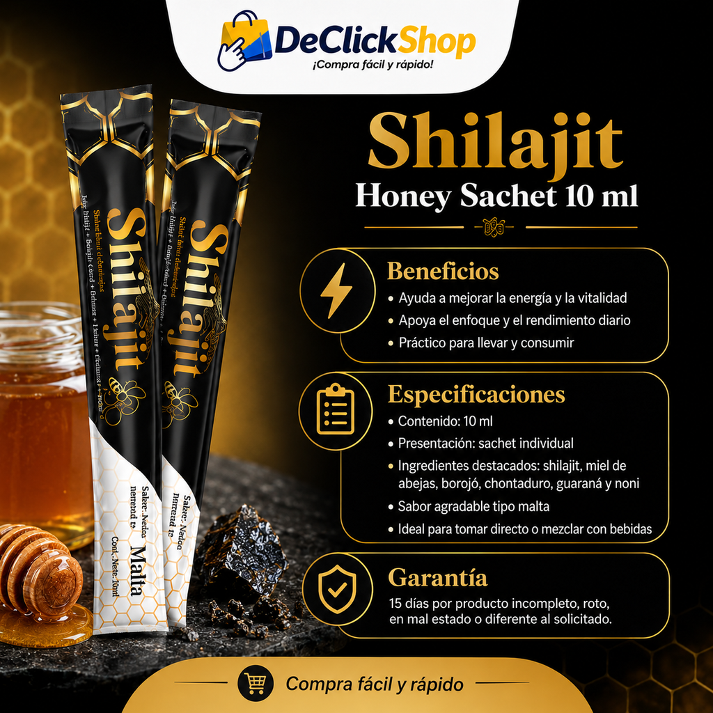 Shilajit Honey Sachet 10 ml – Energía, Enfoque y Vitalidad Natural
