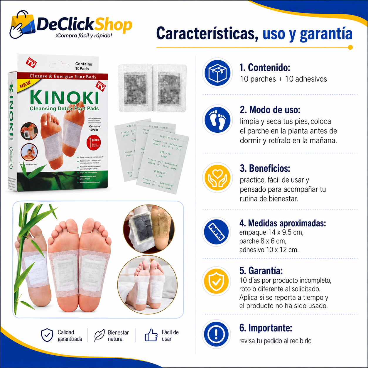 Parches Kinoki para Pies – Uso Nocturno x10 Unidades