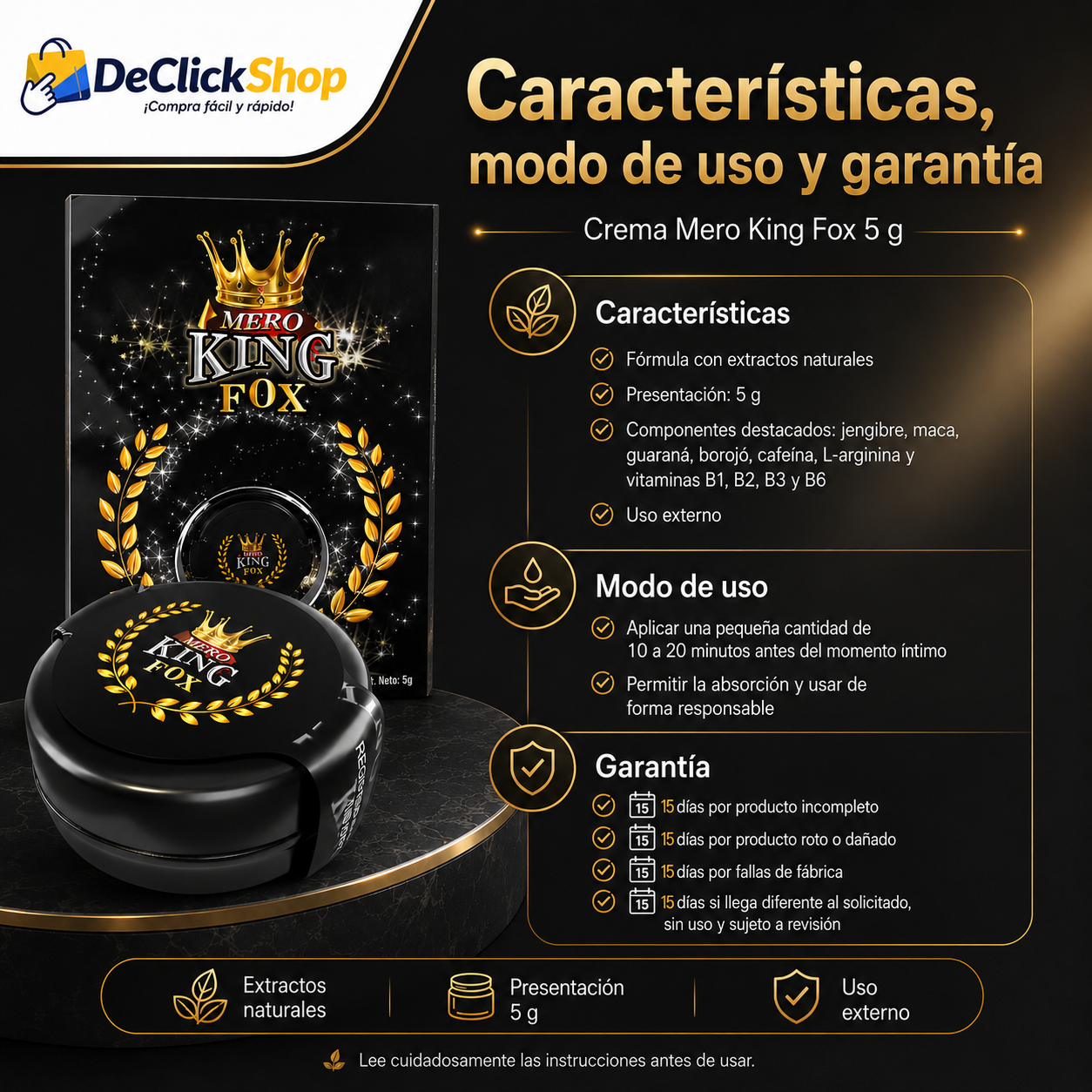 Crema Mero King Fox 5 g – Bienestar Masculino de Uso Externo