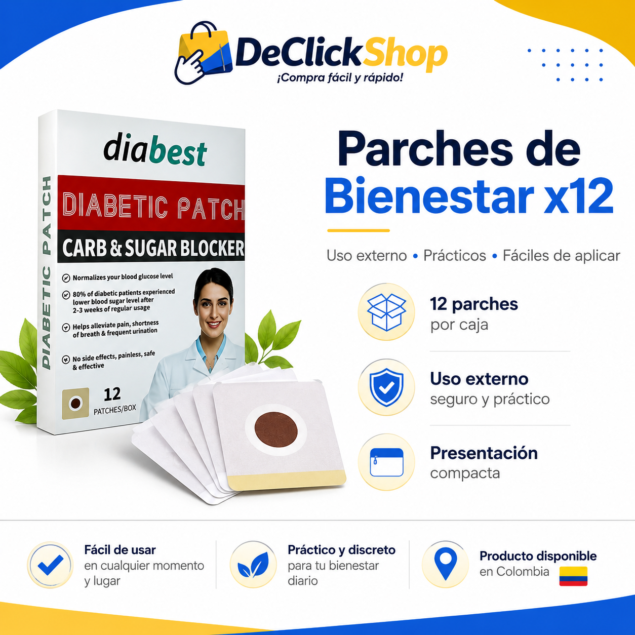 Parches de Bienestar Corporal de Uso Externo x12 Unidades