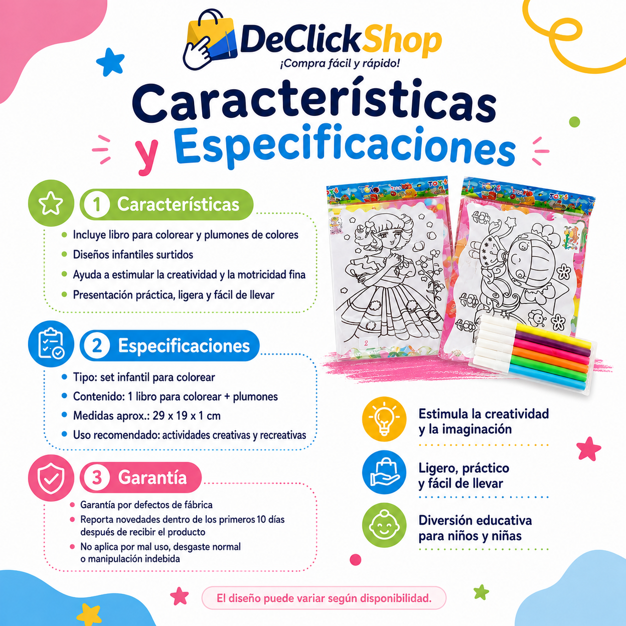 Set Creativo Infantil para Colorear con Plumones