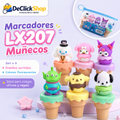Set x 6 Marcadores Fluorescentes LX207 con Muñecos Decorativos